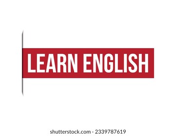 aprender la ilustración del banner del vector rojo en inglés aislado en fondo blanco