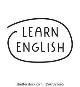 Learn English. Vector hand drawn illustration on white background.