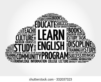 Learn English Word Cloud, Education Concept