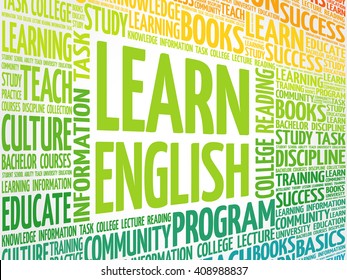 Learn English word cloud, education concept