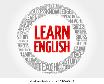 Learn English word cloud, education concept