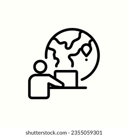 learn everywhere, location, user, laptop, globe, earth icon, isolated icon in light background, perfect for website, blog, logo, graphic design, social media, UI, mobile app