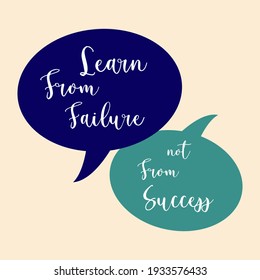 Learn from failure not from success typography text illustration with chat bubbles in yellow background