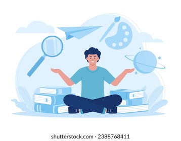 aprender a encontrar información a través de libros concepto de tendencia ilustración plana