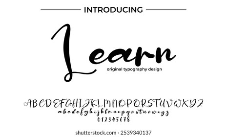 Pincel con estilo pintado con letras de Vector mayúsculas, alfabeto, tipo de letra