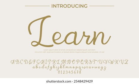 Learn Font Stylish brush painted an uppercase vector letters, alphabet, typeface