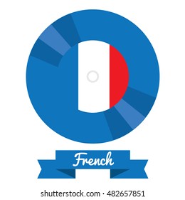Learn french graphic design, Isolated CD, Vector illustration