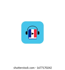 Learn French language online. App icon design. Vector.