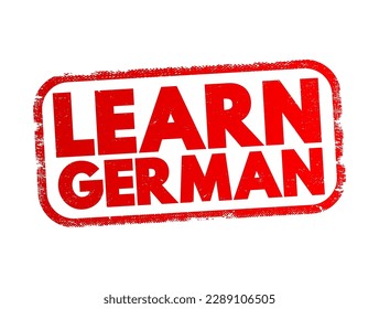 Learn German text stamp, concept background