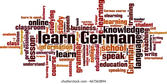 Learn German word cloud concept. Vector illustration