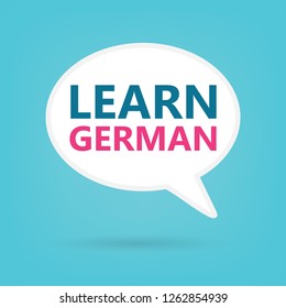 learn german written on a speech bubble- vector illustration