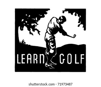 Learn Golf - Retro Ad Art Banner