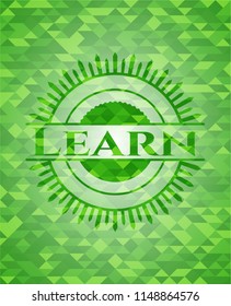 Learn green emblem. Mosaic background