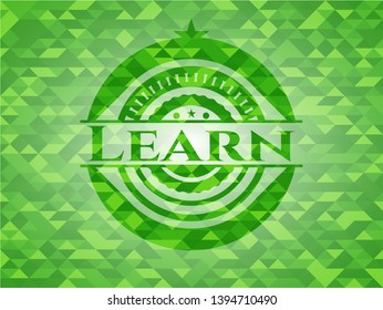 Learn green mosaic emblem. Vector Illustration. Detailed.