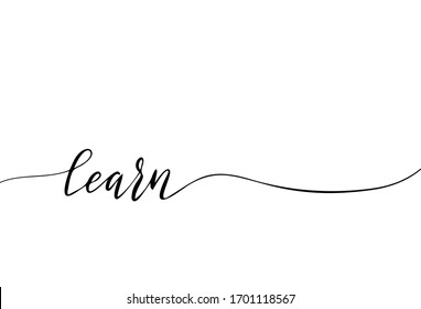 Learn Hand Drawn Brush Endless Calligraphy. Simple Lettering Printable Template for Banner or Advertising.