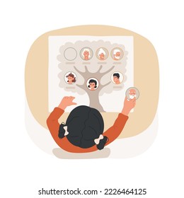 Learn history of your name isolated cartoon vector illustration. Teaching in middle school, history research, make family tree, homework assignment, learn origin of your name vector cartoon.
