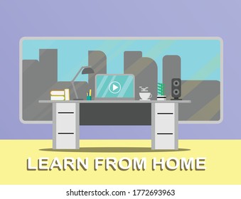 Learn From Home Flat Design 