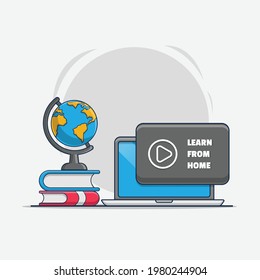 learn from home icon cartoon illustration