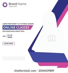 Learn from home, Online classes Poster, Social media poster, Online education poster