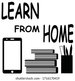 learn from home vector illustration, isolated on white