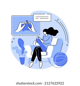 Learn how to knit abstract concept vector illustration. Positive self-statement practice, crocheting mental health benefits, relieve stress during the coronavirus pandemic abstract metaphor.