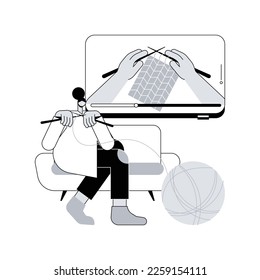 Learn how to knit abstract concept vector illustration. Positive self-statement practice, crocheting mental health benefits, relieve stress during the coronavirus pandemic abstract metaphor.