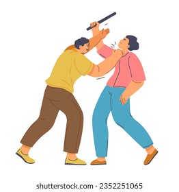 Learn how to protect oneself, isolated personages practicing on self defense classes or lessons. Tactics and recommendations on fight and defeat of enemy, useful knowledge. Vector in flat style