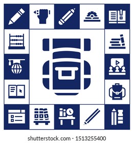learn icon set. 17 filled learn icons.  Collection Of - Pencil, Abacus, Learning, Backpack, Bookshelf, Manual icons