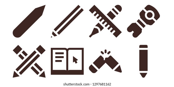  learn icon set. 8 filled learn icons. Simple modern icons about  - Pencil, Learning, Stem