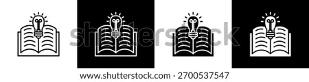 Learn icon set in line and glyph style on black and white background