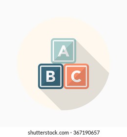 Learn icon , Vector flat long shadow design. In education concept.