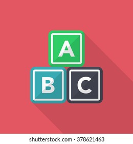 Learn icon , Vector flat long shadow design. In education concept.