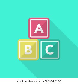 Learn icon , Vector flat long shadow design. In education concept.