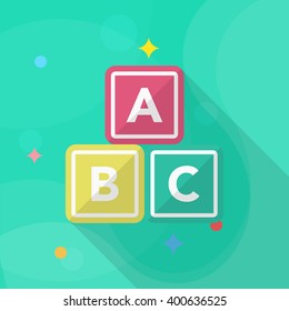 Learn icon , Vector flat long shadow design. In education concept.