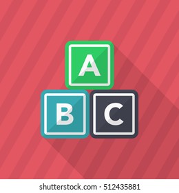 Learn icon , Vector flat long shadow design. In education concept.