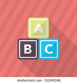 Learn icon , Vector flat long shadow design. In education concept.