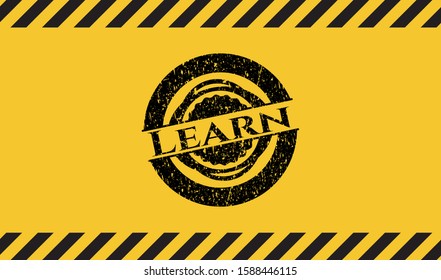 Learn inside warning sign, black grunge emblem. Vector Illustration. Detailed.
