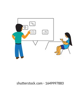 aprender el mundo de Internet de las ilustraciones de diseño de vectores de color