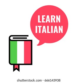Learn Italian. Flat vector icon illustration on white background.