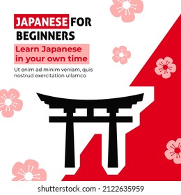 Learn Japanese language in your own time, lessons or courses for beginners. Classes in group or individual conversation with teacher, online teaching and education for all. Vector in flat style