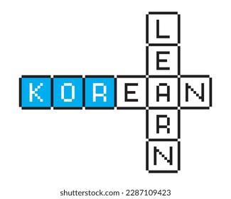 Learn Korean Crossword isolated on white background - pixel art