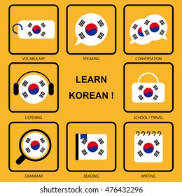 Learn Korean Icon Set