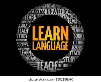 Learn Language word cloud, education business concept