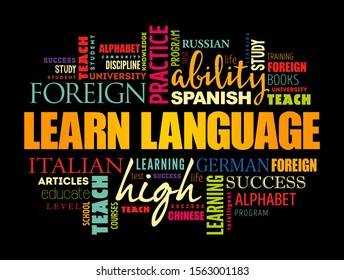 Learn Language word cloud, education business concept background