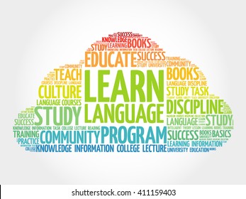 Learn Language word cloud, education business concept