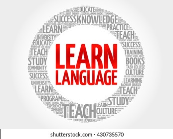Learn Language word cloud, education business concept