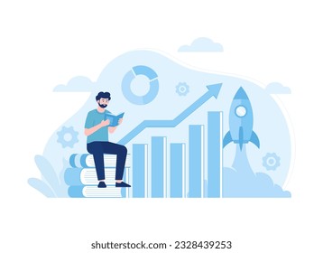 Learn to launch a startup business trending concept flat illustration