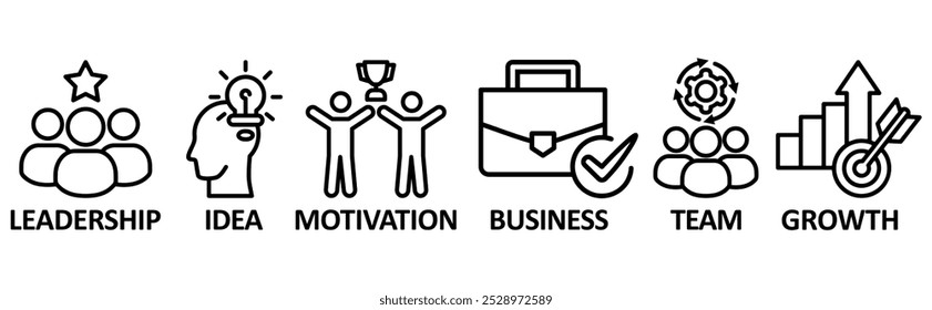 Learn and Lead banner web icon vector illustration concept with icon of leaderdhip, idea, motivation, business,team,growth