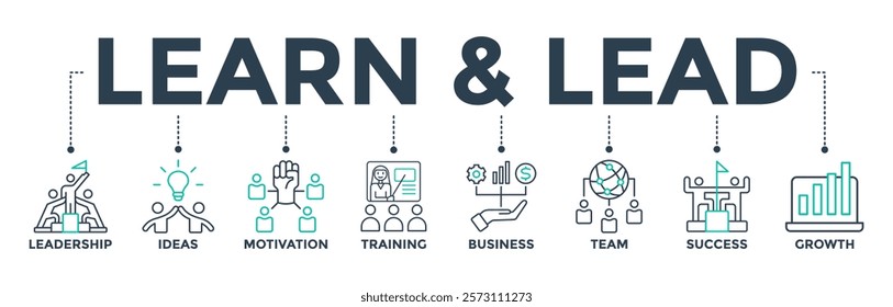 Learn and lead banner web icon vector illustration for business training