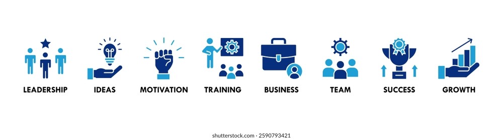 Learn and lead banner web icon vector illustration concept with icon of leadership, ideas, motivation, training, business, team, success, and growth